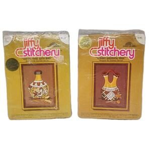 VTG Jiffy Stitchery #290 #291 Indian Vase Set Sealed Charlene Gerrish NOS Rare!